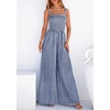 image:imagePRETTYGARDEN One Piece Jumpsuits for Women Casual Summer Cruise Outfits 2026 Spring Fashion Smocked Wide Leg Gingham RompersNavy Blue