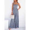 image:imagePRETTYGARDEN One Piece Jumpsuits for Women Casual Summer Cruise Outfits 2026 Spring Fashion Smocked Wide Leg Gingham RompersNavy Blue