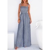 image:imagePRETTYGARDEN One Piece Jumpsuits for Women Casual Summer Cruise Outfits 2026 Spring Fashion Smocked Wide Leg Gingham RompersNavy Blue