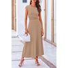 image:imagePRETTYGARDEN Two Piece Skirt Set for Women 2026 Summer Spring Dressy Casual Knit Travel Vacation Matching Lounge OutfitsKhaki