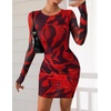 image:imagePRETTYGARDEN Women Long Sleeve Mini Dress Spring 2026 Tie Dye Print Bodycon Cocktail Party Club Outfits Homecoming DressesBlack Red Flower