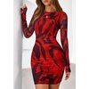image:imagePRETTYGARDEN Women Long Sleeve Mini Dress Spring 2026 Tie Dye Print Bodycon Cocktail Party Club Outfits Homecoming DressesBlack Red Flower