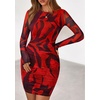 image:imagePRETTYGARDEN Women Long Sleeve Mini Dress Spring 2026 Tie Dye Print Bodycon Cocktail Party Club Outfits Homecoming DressesBlack Red Flower