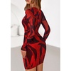 image:imagePRETTYGARDEN Women Long Sleeve Mini Dress Spring 2026 Tie Dye Print Bodycon Cocktail Party Club Outfits Homecoming DressesBlack Red Flower