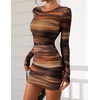 image:imagePRETTYGARDEN Women Long Sleeve Mini Dress Spring 2026 Tie Dye Print Bodycon Cocktail Party Club Outfits Homecoming DressesBrown Floral