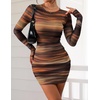 image:imagePRETTYGARDEN Women Long Sleeve Mini Dress Spring 2026 Tie Dye Print Bodycon Cocktail Party Club Outfits Homecoming DressesBrown Floral