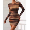 image:imagePRETTYGARDEN Women Long Sleeve Mini Dress Spring 2026 Tie Dye Print Bodycon Cocktail Party Club Outfits Homecoming DressesBrown Floral