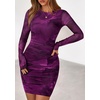 image:imagePRETTYGARDEN Women Long Sleeve Mini Dress Spring 2026 Tie Dye Print Bodycon Cocktail Party Club Outfits Homecoming DressesFloral Purple