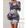 image:imagePRETTYGARDEN Women Long Sleeve Mini Dress Spring 2026 Tie Dye Print Bodycon Cocktail Party Club Outfits Homecoming DressesGray Floral