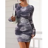 image:imagePRETTYGARDEN Women Long Sleeve Mini Dress Spring 2026 Tie Dye Print Bodycon Cocktail Party Club Outfits Homecoming DressesGray Floral