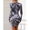 image:imagePRETTYGARDEN Women Long Sleeve Mini Dress Spring 2026 Tie Dye Print Bodycon Cocktail Party Club Outfits Homecoming DressesGray Floral