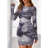 image:imagePRETTYGARDEN Women Long Sleeve Mini Dress Spring 2026 Tie Dye Print Bodycon Cocktail Party Club Outfits Homecoming DressesGray Floral