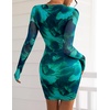 image:imagePRETTYGARDEN Women Long Sleeve Mini Dress Spring 2026 Tie Dye Print Bodycon Cocktail Party Club Outfits Homecoming DressesLake Blue Floral