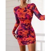 image:imagePRETTYGARDEN Women Long Sleeve Mini Dress Spring 2026 Tie Dye Print Bodycon Cocktail Party Club Outfits Homecoming DressesPurple Orange