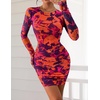 image:imagePRETTYGARDEN Women Long Sleeve Mini Dress Spring 2026 Tie Dye Print Bodycon Cocktail Party Club Outfits Homecoming DressesPurple Orange
