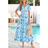 image:imagePRETTYGARDEN Women Summer Maxi Dresses 2026 Short Sleeve V Neck Button Floral Tiered Flowy Boho Sundress Beach OutfitsBlue Floral