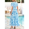 image:imagePRETTYGARDEN Women Summer Maxi Dresses 2026 Short Sleeve V Neck Button Floral Tiered Flowy Boho Sundress Beach OutfitsBlue Floral