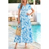 image:imagePRETTYGARDEN Women Summer Maxi Dresses 2026 Short Sleeve V Neck Button Floral Tiered Flowy Boho Sundress Beach OutfitsBlue Floral
