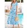 image:imagePRETTYGARDEN Women Summer Maxi Dresses 2026 Short Sleeve V Neck Button Floral Tiered Flowy Boho Sundress Beach OutfitsBlue Floral