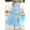 image:imagePRETTYGARDEN Women Summer Maxi Dresses 2026 Short Sleeve V Neck Button Floral Tiered Flowy Boho Sundress Beach OutfitsBlue Floral