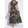 image:imagePRETTYGARDEN Women Summer Maxi Dresses 2026 Short Sleeve V Neck Button Floral Tiered Flowy Boho Sundress Beach OutfitsFloral Black Multicolored