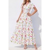 image:imagePRETTYGARDEN Women Summer Maxi Dresses 2026 Short Sleeve V Neck Button Floral Tiered Flowy Boho Sundress Beach OutfitsFloral White Multicolored
