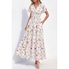 image:imagePRETTYGARDEN Women Summer Maxi Dresses 2026 Short Sleeve V Neck Button Floral Tiered Flowy Boho Sundress Beach OutfitsFloral White Multicolored