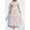 image:imagePRETTYGARDEN Women Summer Maxi Dresses 2026 Short Sleeve V Neck Button Floral Tiered Flowy Boho Sundress Beach OutfitsFloral White Multicolored