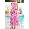 image:imagePRETTYGARDEN Women Summer Maxi Dresses 2026 Short Sleeve V Neck Button Floral Tiered Flowy Boho Sundress Beach OutfitsFloral White Rose Red