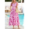 image:imagePRETTYGARDEN Women Summer Maxi Dresses 2026 Short Sleeve V Neck Button Floral Tiered Flowy Boho Sundress Beach OutfitsFloral White Rose Red