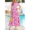 image:imagePRETTYGARDEN Women Summer Maxi Dresses 2026 Short Sleeve V Neck Button Floral Tiered Flowy Boho Sundress Beach OutfitsFloral White Rose Red