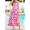 image:imagePRETTYGARDEN Women Summer Maxi Dresses 2026 Short Sleeve V Neck Button Floral Tiered Flowy Boho Sundress Beach OutfitsFloral White Rose Red