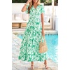 image:imagePRETTYGARDEN Women Summer Maxi Dresses 2026 Short Sleeve V Neck Button Floral Tiered Flowy Boho Sundress Beach OutfitsGreen Floral