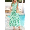 image:imagePRETTYGARDEN Women Summer Maxi Dresses 2026 Short Sleeve V Neck Button Floral Tiered Flowy Boho Sundress Beach OutfitsGreen Floral