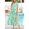 image:imagePRETTYGARDEN Women Summer Maxi Dresses 2026 Short Sleeve V Neck Button Floral Tiered Flowy Boho Sundress Beach OutfitsGreen Floral