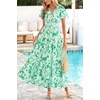 image:imagePRETTYGARDEN Women Summer Maxi Dresses 2026 Short Sleeve V Neck Button Floral Tiered Flowy Boho Sundress Beach OutfitsGreen Floral