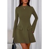 image:imagePRETTYGARDEN Womens Elegant Holiday Short Dress 2026 Fall Bell Long Sleeve Mock Neck Work Business Casual Party Mini DressArmy Green