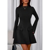 image:imagePRETTYGARDEN Womens Elegant Holiday Short Dress 2026 Fall Bell Long Sleeve Mock Neck Work Business Casual Party Mini DressBlack