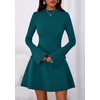image:imagePRETTYGARDEN Womens Elegant Holiday Short Dress 2026 Fall Bell Long Sleeve Mock Neck Work Business Casual Party Mini DressBlue Green