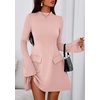 image:imagePRETTYGARDEN Womens Elegant Holiday Short Dress 2026 Fall Bell Long Sleeve Mock Neck Work Business Casual Party Mini DressLight Pink