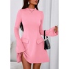 image:imagePRETTYGARDEN Womens Elegant Holiday Short Dress 2026 Fall Bell Long Sleeve Mock Neck Work Business Casual Party Mini DressPink