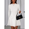 image:imagePRETTYGARDEN Womens Elegant Holiday Short Dress 2026 Fall Bell Long Sleeve Mock Neck Work Business Casual Party Mini DressWhite