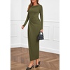 image:imagePRETTYGARDEN Womens Fall Wedding Guest Cocktail Midi Dresses Elegant Long Sleeve Bodycon Ruched Dress 2026 Fashion ClothingArmy Green
