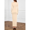 image:imagePRETTYGARDEN Womens Fall Wedding Guest Cocktail Midi Dresses Elegant Long Sleeve Bodycon Ruched Dress 2026 Fashion ClothingBeige
