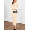image:imagePRETTYGARDEN Womens Fall Wedding Guest Cocktail Midi Dresses Elegant Long Sleeve Bodycon Ruched Dress 2026 Fashion ClothingBeige