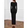 image:imagePRETTYGARDEN Womens Fall Wedding Guest Cocktail Midi Dresses Elegant Long Sleeve Bodycon Ruched Dress 2026 Fashion ClothingBlack
