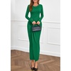 image:imagePRETTYGARDEN Womens Fall Wedding Guest Cocktail Midi Dresses Elegant Long Sleeve Bodycon Ruched Dress 2026 Fashion ClothingGreen