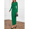 image:imagePRETTYGARDEN Womens Fall Wedding Guest Cocktail Midi Dresses Elegant Long Sleeve Bodycon Ruched Dress 2026 Fashion ClothingGreen