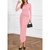image:imagePRETTYGARDEN Womens Fall Wedding Guest Cocktail Midi Dresses Elegant Long Sleeve Bodycon Ruched Dress 2026 Fashion ClothingPink