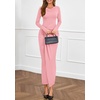 image:imagePRETTYGARDEN Womens Fall Wedding Guest Cocktail Midi Dresses Elegant Long Sleeve Bodycon Ruched Dress 2026 Fashion ClothingPink